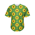 Green Sunflower Pattern Print Men's Baseball Jersey