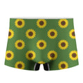 Green Sunflower Pattern Print Men's Boxer Briefs