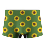 Green Sunflower Pattern Print Men's Boxer Briefs