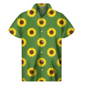 Green Sunflower Pattern Print Men's Short Sleeve Shirt