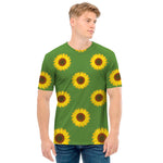 Green Sunflower Pattern Print Men's T-Shirt