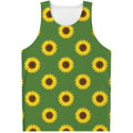 Green Sunflower Pattern Print Men's Tank Top