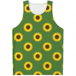 Green Sunflower Pattern Print Men's Tank Top