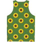 Green Sunflower Pattern Print Men's Tank Top