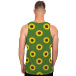 Green Sunflower Pattern Print Men's Tank Top