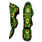 Green Sunflower Pattern Print Muay Thai Shin Guard