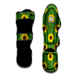 Green Sunflower Pattern Print Muay Thai Shin Guard