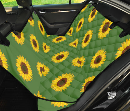 Green Sunflower Pattern Print Pet Car Back Seat Cover