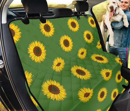 Green Sunflower Pattern Print Pet Car Back Seat Cover