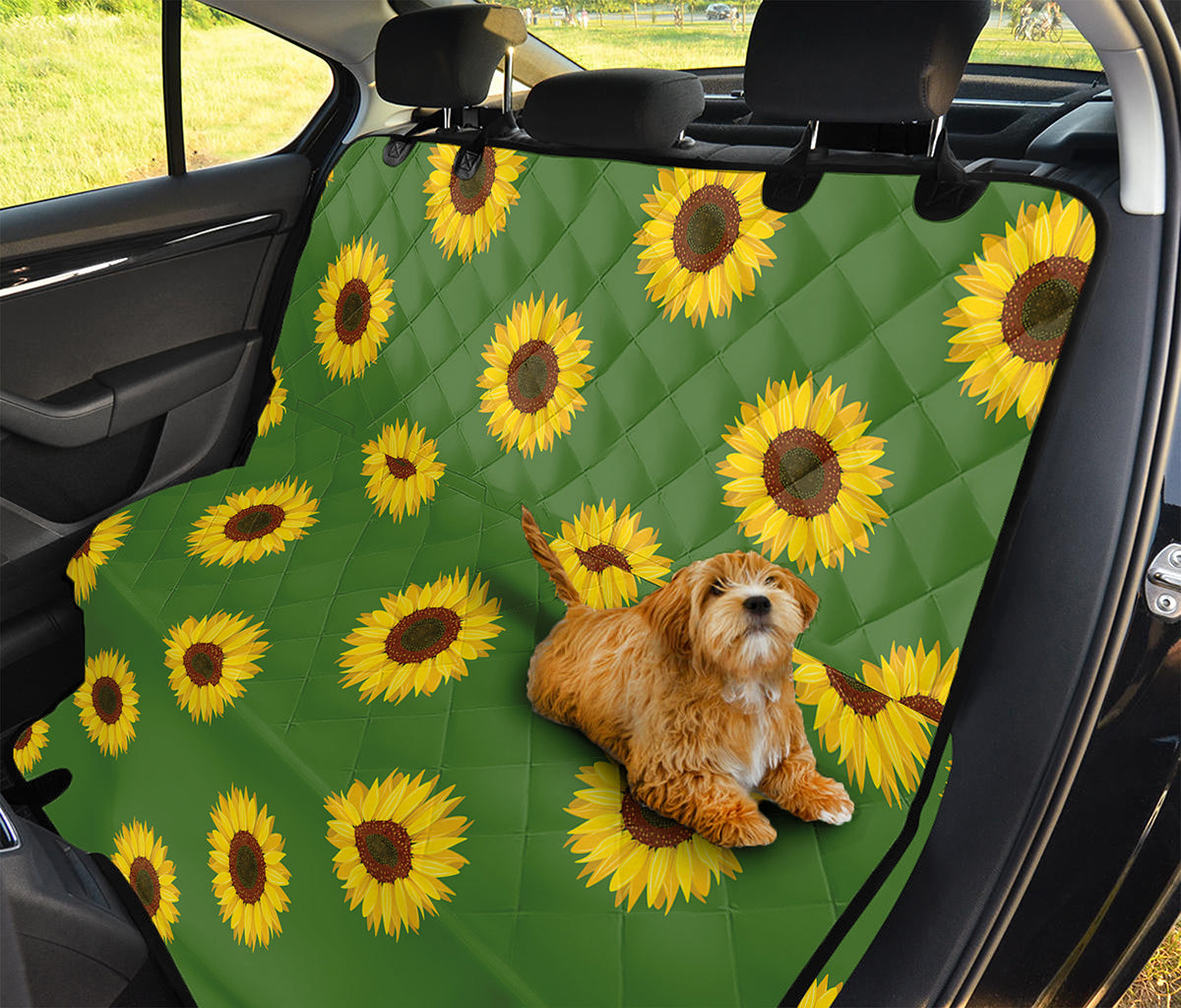 Green Sunflower Pattern Print Pet Car Back Seat Cover