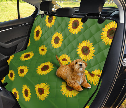 Green Sunflower Pattern Print Pet Car Back Seat Cover
