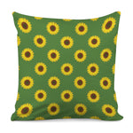 Green Sunflower Pattern Print Pillow Cover