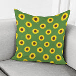 Green Sunflower Pattern Print Pillow Cover
