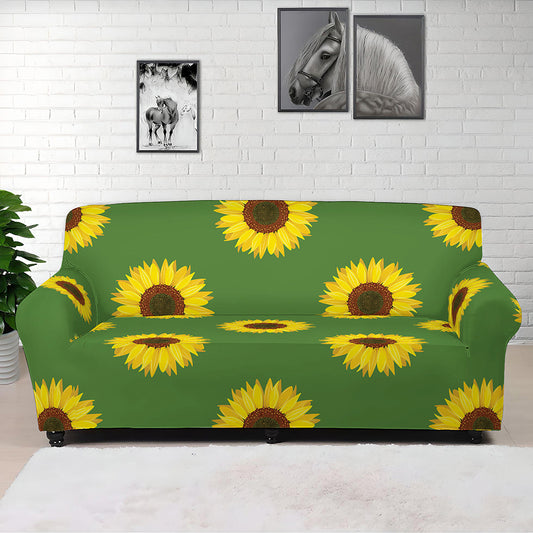Green Sunflower Pattern Print Sofa Cover