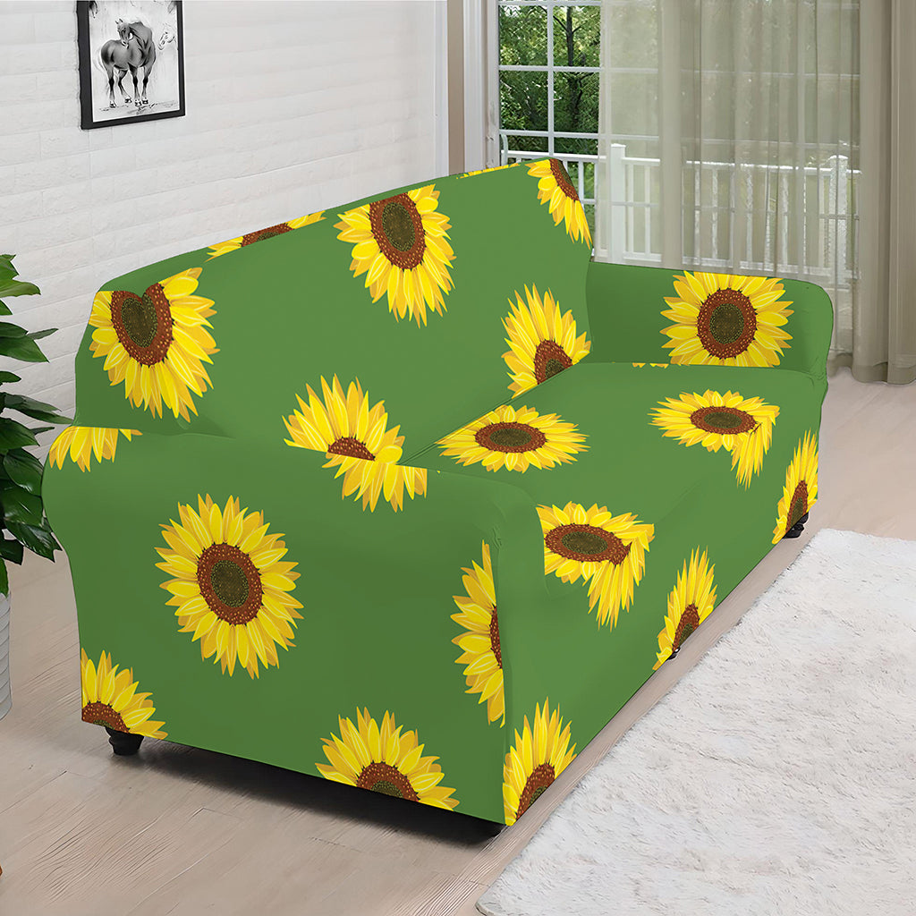 Green Sunflower Pattern Print Sofa Cover