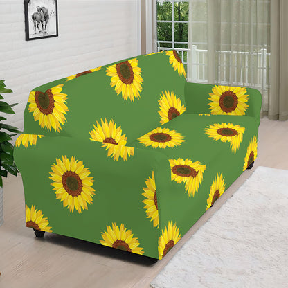 Green Sunflower Pattern Print Sofa Cover