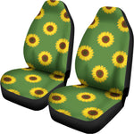 Green Sunflower Pattern Print Universal Fit Car Seat Covers