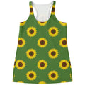 Green Sunflower Pattern Print Women's Racerback Tank Top