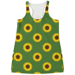 Green Sunflower Pattern Print Women's Racerback Tank Top