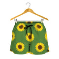 Green Sunflower Pattern Print Women's Shorts