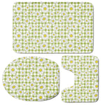 Green Tartan Daisy Pattern Print 3 Piece Bath Mat Set