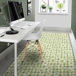 Green Tartan Daisy Pattern Print Area Rug