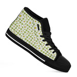 Green Tartan Daisy Pattern Print Black High Top Shoes