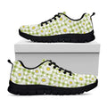 Green Tartan Daisy Pattern Print Black Running Shoes