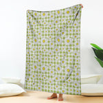 Green Tartan Daisy Pattern Print Blanket