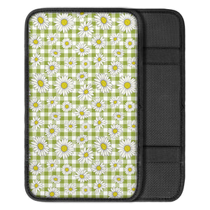 Green Tartan Daisy Pattern Print Car Center Console Cover