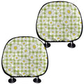 Green Tartan Daisy Pattern Print Car Headrest Covers