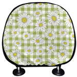 Green Tartan Daisy Pattern Print Car Headrest Covers