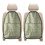 Green Tartan Daisy Pattern Print Car Seat Organizers