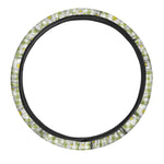 Green Tartan Daisy Pattern Print Car Steering Wheel Cover