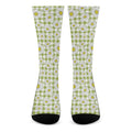 Green Tartan Daisy Pattern Print Crew Socks
