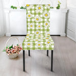 Green Tartan Daisy Pattern Print Dining Chair Slipcover