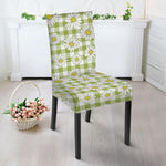 Green Tartan Daisy Pattern Print Dining Chair Slipcover