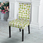 Green Tartan Daisy Pattern Print Dining Chair Slipcover