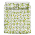 Green Tartan Daisy Pattern Print Duvet Cover Bedding Set
