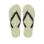 Green Tartan Daisy Pattern Print Flip Flops