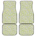 Green Tartan Daisy Pattern Print Front and Back Car Floor Mats