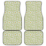 Green Tartan Daisy Pattern Print Front and Back Car Floor Mats