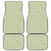 Green Tartan Daisy Pattern Print Front and Back Car Floor Mats