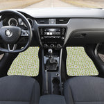 Green Tartan Daisy Pattern Print Front and Back Car Floor Mats