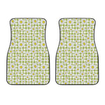 Green Tartan Daisy Pattern Print Front Car Floor Mats