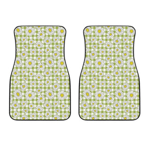 Green Tartan Daisy Pattern Print Front Car Floor Mats