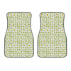 Green Tartan Daisy Pattern Print Front Car Floor Mats