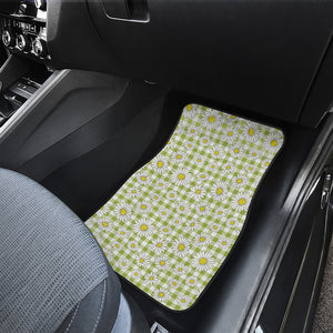 Green Tartan Daisy Pattern Print Front Car Floor Mats