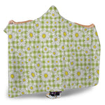 Green Tartan Daisy Pattern Print Hooded Blanket