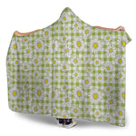 Green Tartan Daisy Pattern Print Hooded Blanket